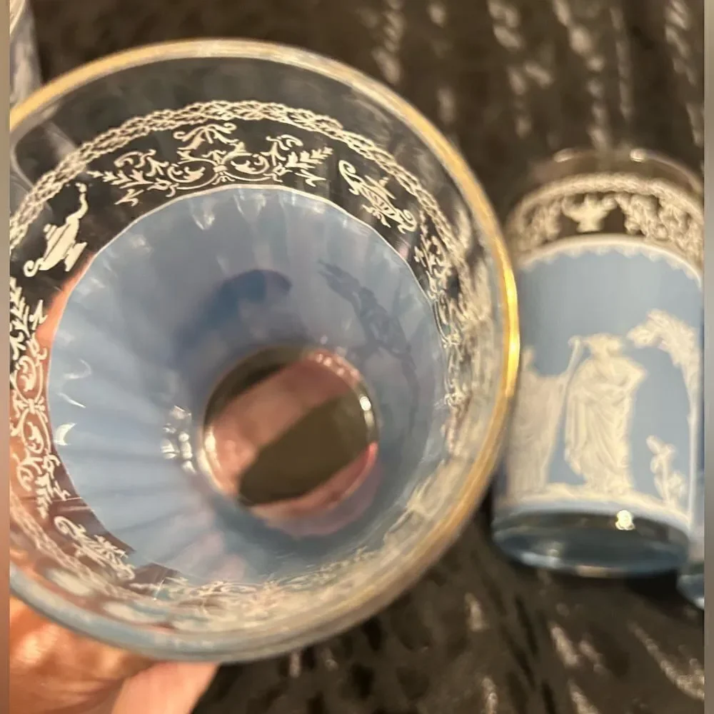 Rare Find Jeanette Glass Wedge wood Roman glass and Ice-bucket